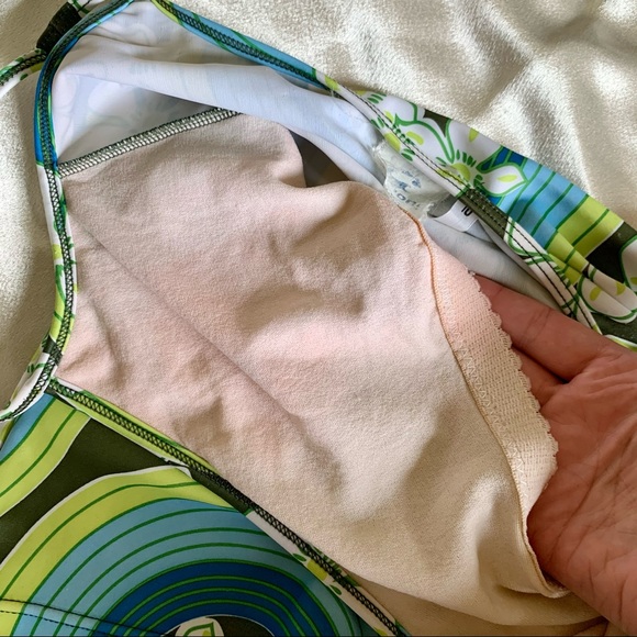 Y2K Groovy Lime Green and Blue Swim Top - Picture 11 of 12